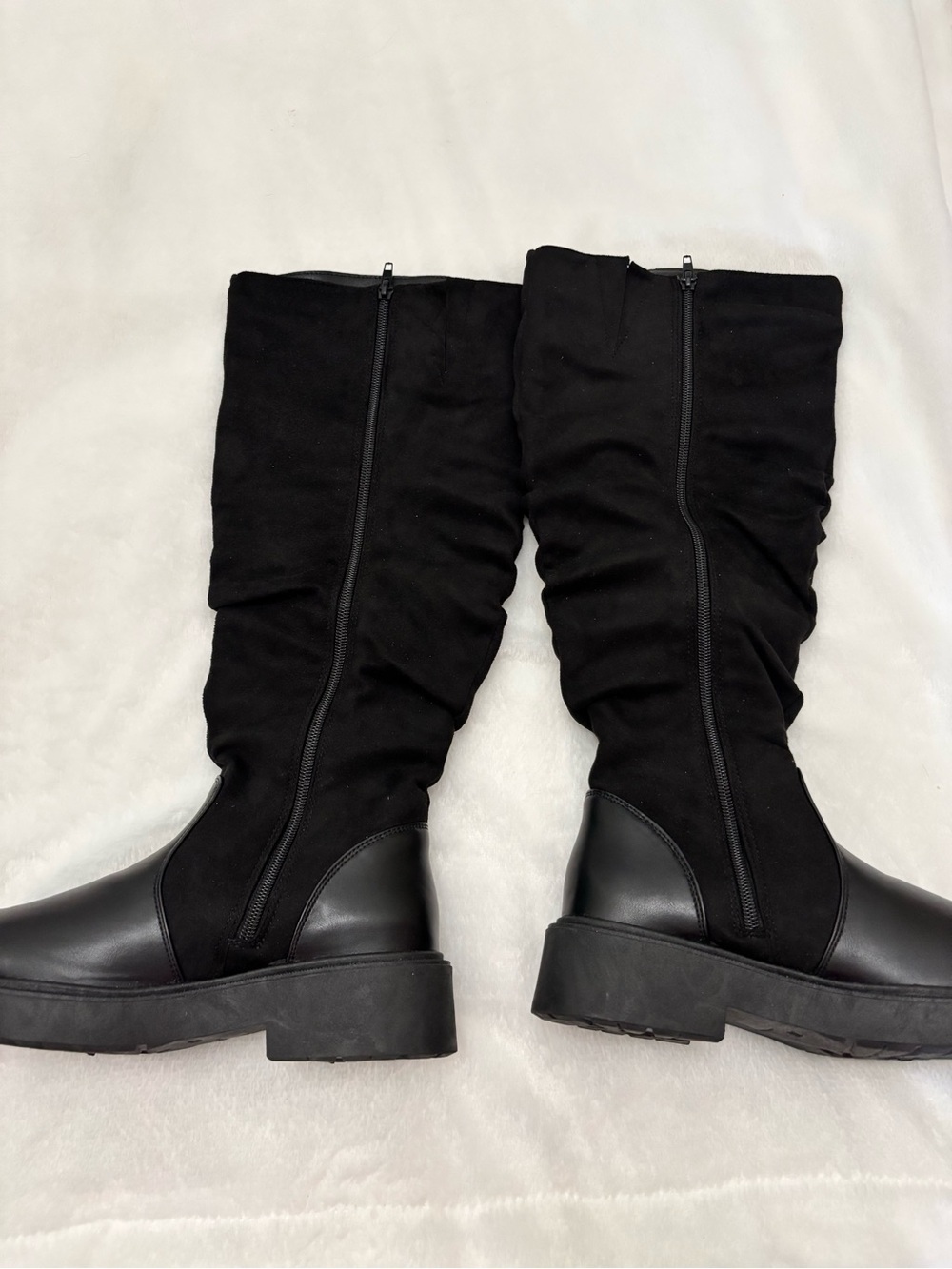 NEW Black Slouch Knee High Boots Chunky Platform Goth Grunge Women’s 7.5 NWOB - Picture 7 of 11